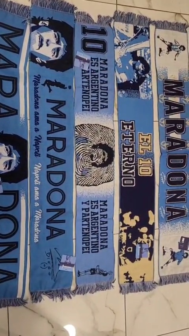 Foulard écharpe SSC Napoli - Supporter Football Italie, Taille Unique, Bleu, Hommage Maradona