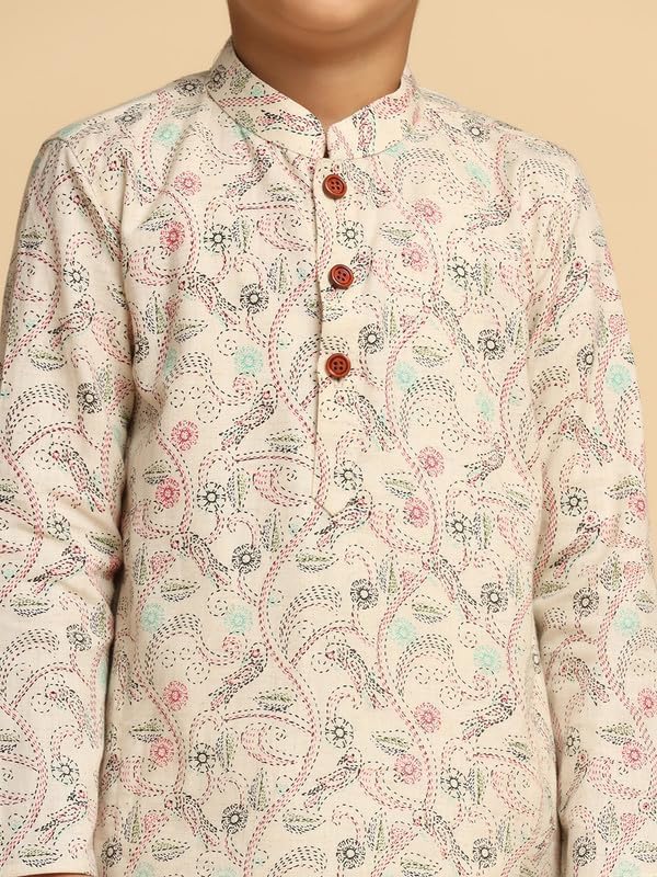 Image of KISAH Kids' Kurta - Printed Cotton Blend - Traditional Indian Ethnic Wear for Kids - Ideal for Weddings and Festivals
