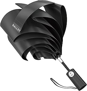 BALLOT 折りたたみ傘 折畳み傘 【形状記憶×超軽量210g】 自動開閉 ワンタッチ メンズ 撥水 耐風 コンパクト 逆戻り防止構造 この折クセがクセになる ブラック