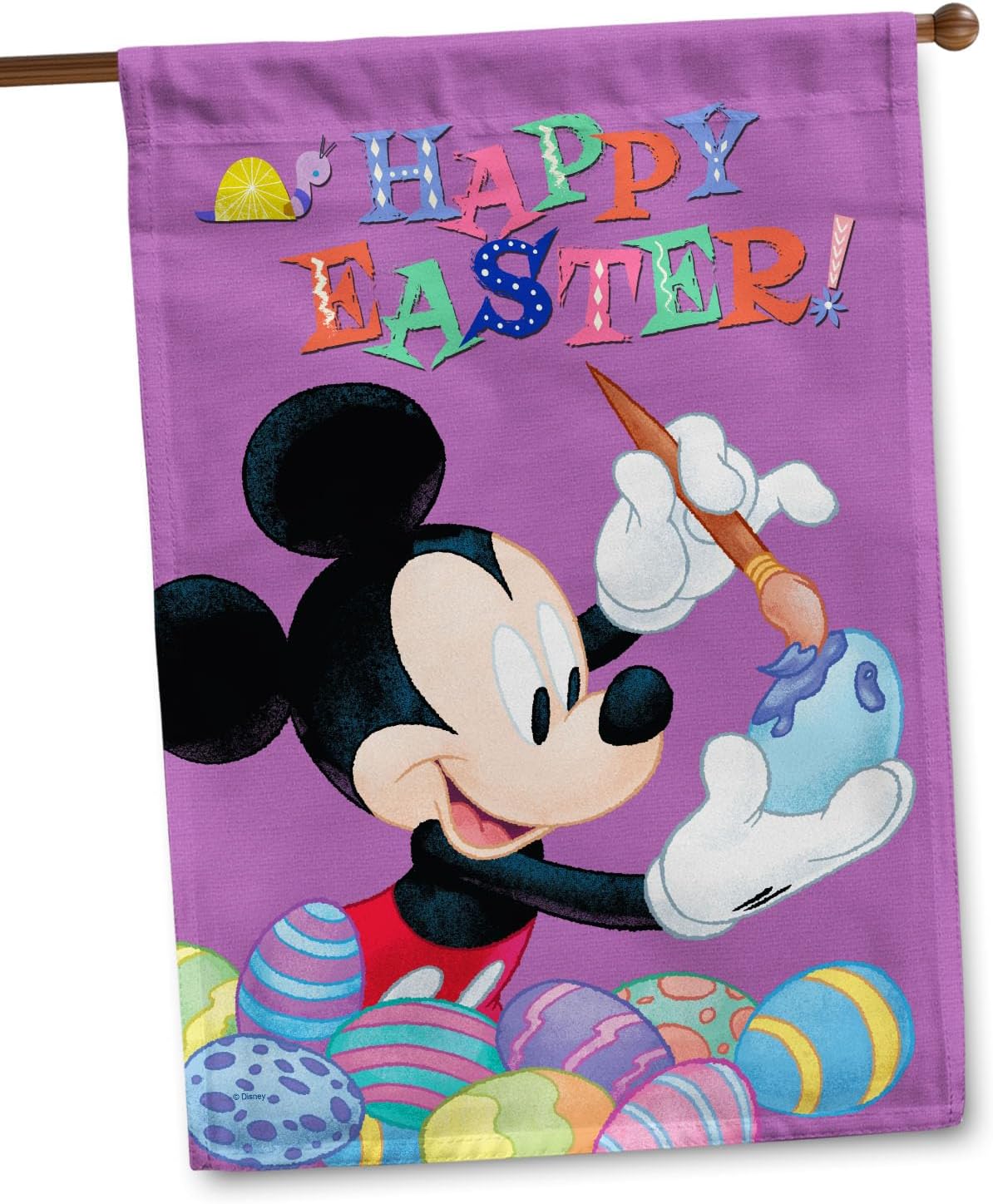 Flagology, Disney Mickey Happy Easter – House Flag 28" x 40", Outdoor Flag, Exclusive Premium Fabric, Officially Licensed Disney, Easter Decorations, Spring Décor