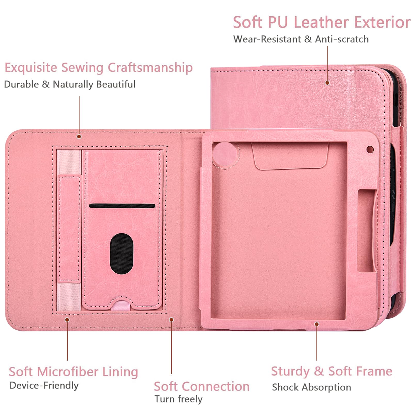 Cover Con Supporto Custodia Con Auto Sveglia Per Kobo Libra Color 7'' 2024 - Cover Protettiva Con Funzione Sleep/Wake Magnetica Cover EReader - Foto 6