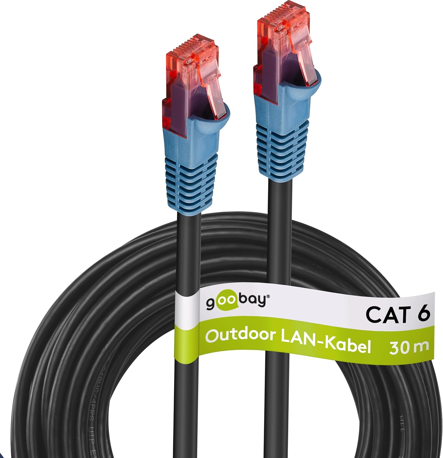 goobay 94395 CAT 6 Outdoor-Patch Cable, U/UTP, Black, 50 m Length