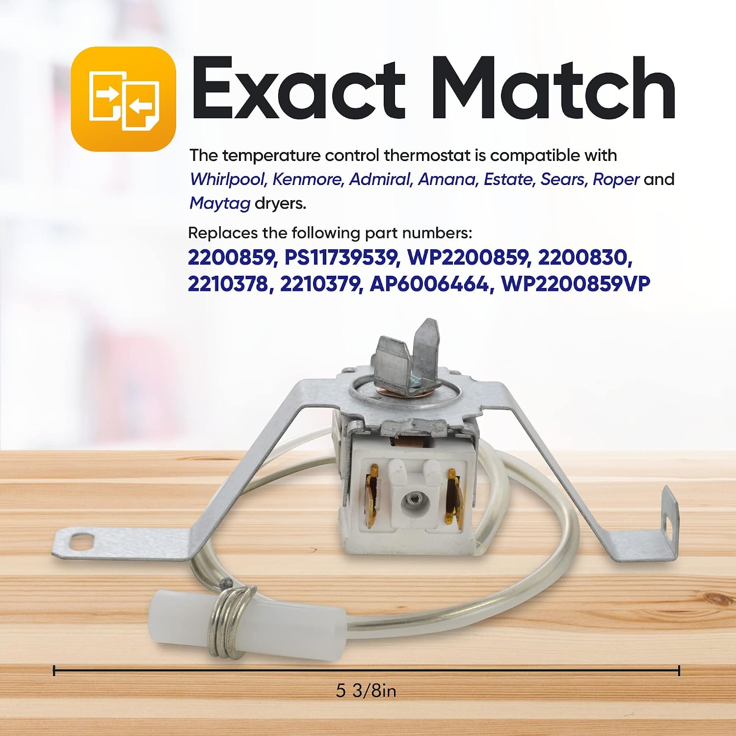 2200859 Refrigerator Thermostat Control Replace for WP2200859 AP6006464 PS11739539 Compatible with Whirlpool Kenmore MAYTAG KitchenAid Replaces 2200830 2210378 2210379