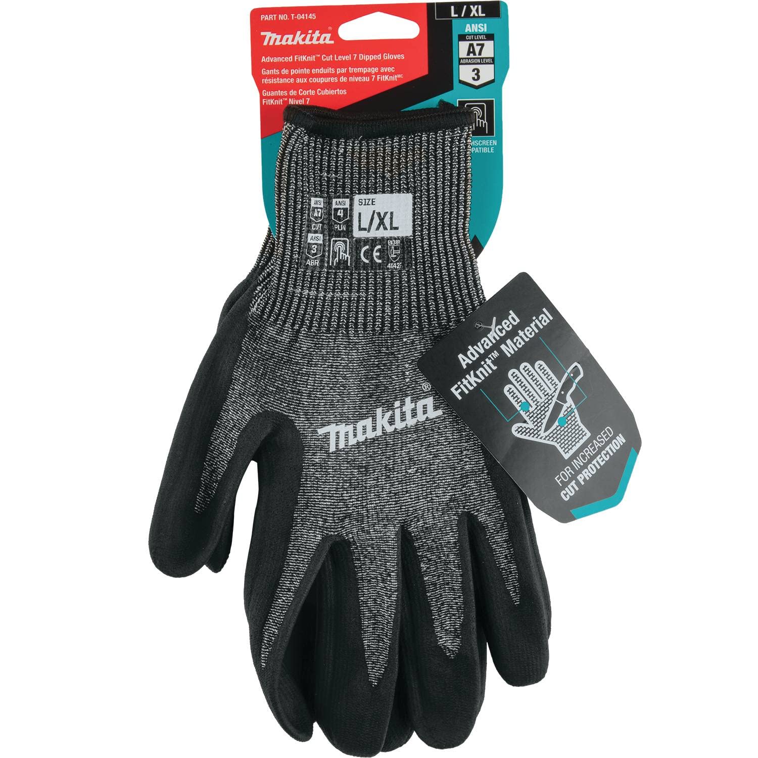 Makita T-04145 Advanced FitKnit™ Cut Level 7 Nitrile Coated Dipped Gloves (Large/X-Large)