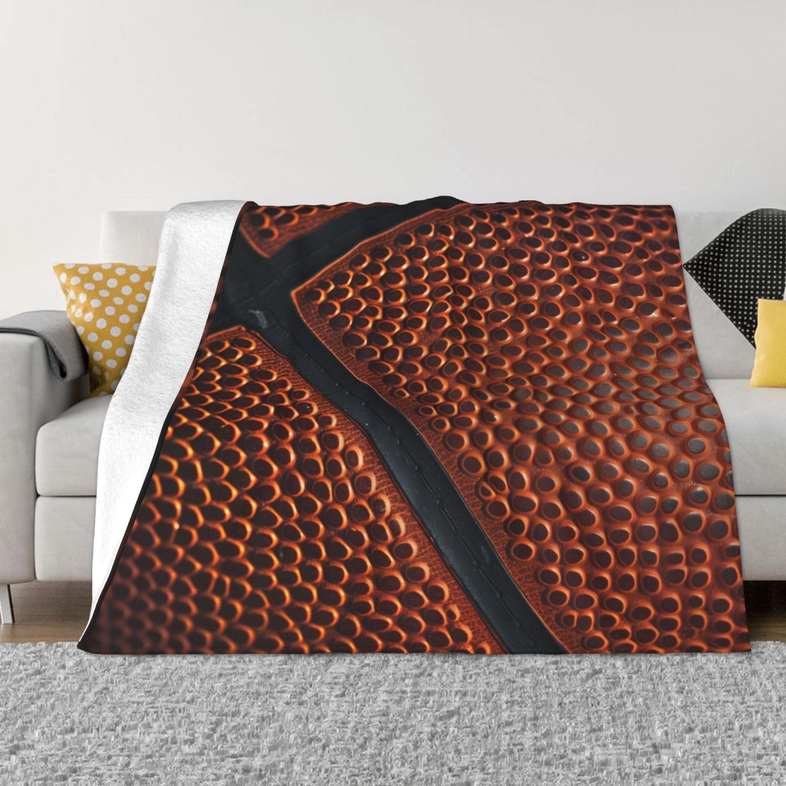 Couverture basket-ball douce en flanelle pour cocooning sur canapé et voyage