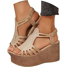Wedge Sandals for Women Dressy Comfortable Open Toe High Heel Wedges Platform Sandals Memory Foam Cork Wedge Heels Flatform Slides Slippers with Arch Support Casual Walking Summer Beach Shoes