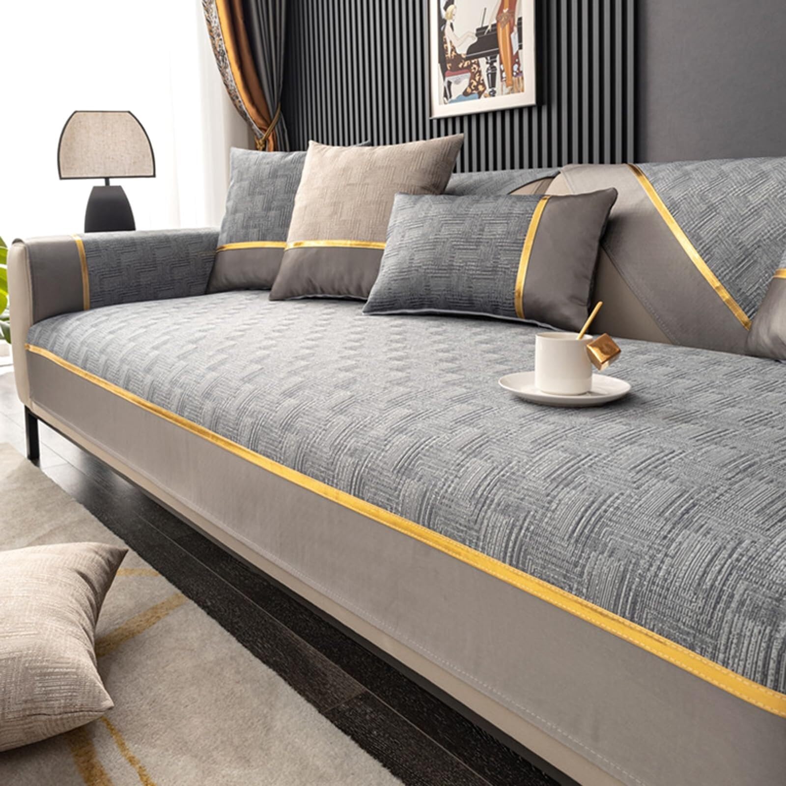Housse de protection pour canapé lavable et anti-glisse