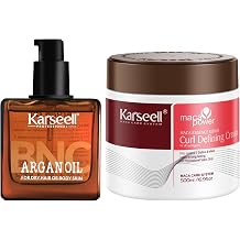 Karseell BNC Argan Oil and Curl Defining Cream Bundle for Wavy Curly Coily Hair, Frizz Control and Shine Styling Set