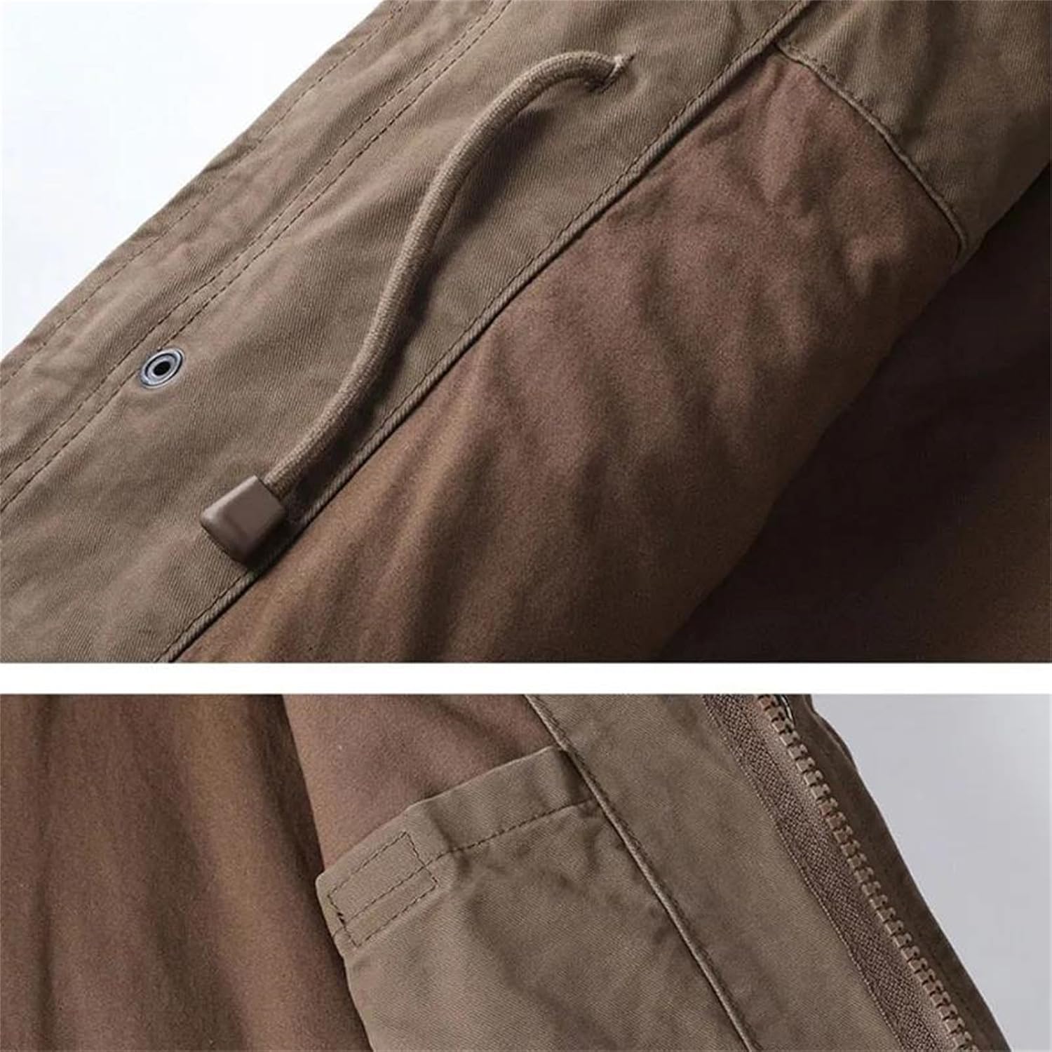 Men's Cargo Pullover Jacket Stand Collar Half-Zip Long Sleeve Multi-Pocket Standard Weight Work Coat