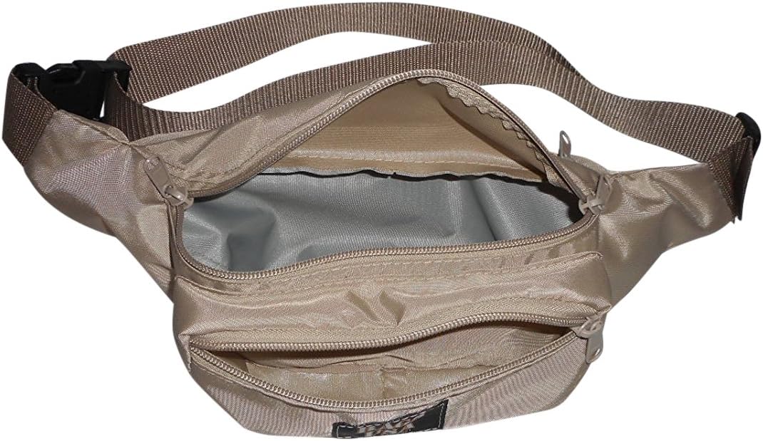 Fanny Pack Large Triple Compartment, Waist Bag, Durable Nylon Made In USA.(Beige)