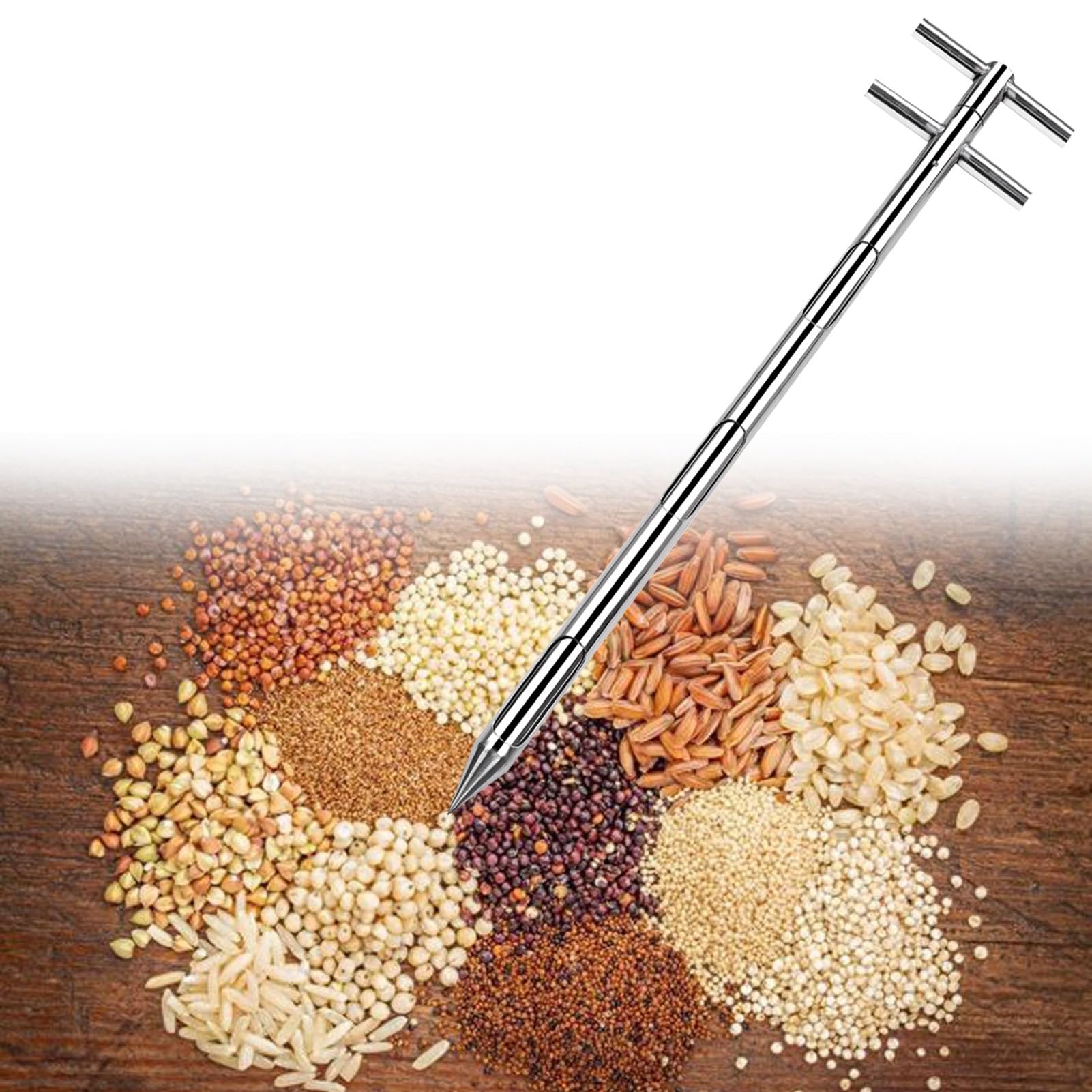 Sonda campionatore per cereali, campionatore a sonda metallica per cereali da 1,5 m - Asta campionatore a tre zone per polveri per fagioli, mangimi, fertilizzanti - Tubo di campionamento facile da u