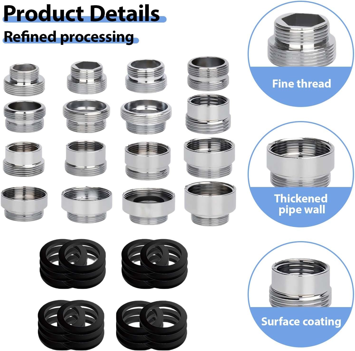 16 PCS Faucet Adapter, FRIVASTIC Sink Adapter for Faucet, Kitchen Sink Aerator Male to Female Water Hose, Attachment for Aerator, to Water Filter, Standard Hose Via Diverter