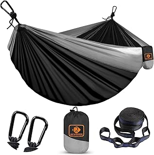 Camping Hammock for Outside,Double Hammock with Tree Straps(18+1Loops) 210T Nylon Parachute Lightweight Portable Hammock for Outdoor Travel,Hiking,Backpacking,Hunting,Outdoor,Beach,Camping Gear-660LBS