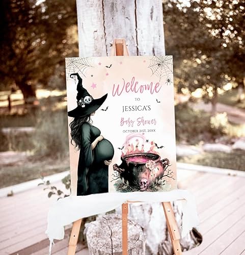 Miniatura 32 de Letrero de bienvenida personalizado de Halloween para baby shower, Little Boo Is Almost Due, decoración imprimible de Halloween, decoración