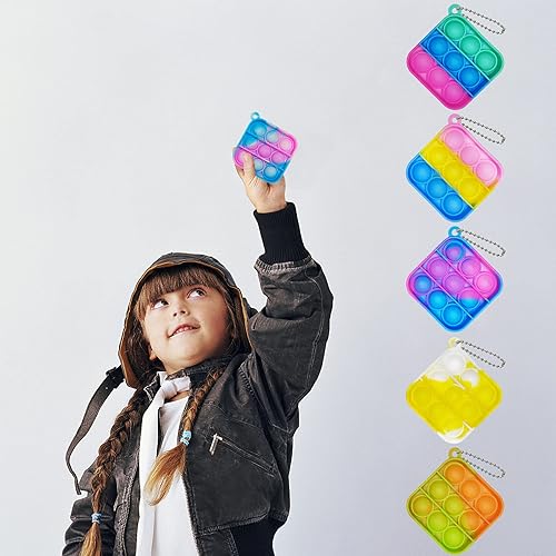 Miniatura 6 de 120 piezas de mini juguetes para ansiedad de burbujas para reventar, llavero de silicona pequeño a granel para recuerdos de fiesta, premios de aula,