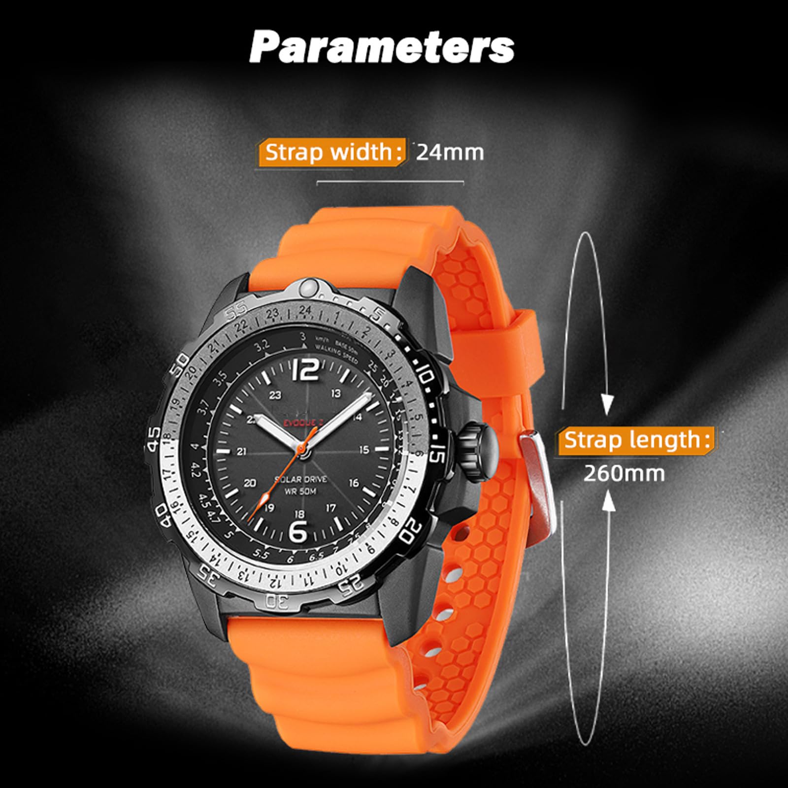 findtime Orologio da polso da uomo a energia solare impermeabile fino a 5 atm, subacqueo, LED, per maratona, sopravvivenza, nuoto, militare, tattico, orologio da campo, arancione