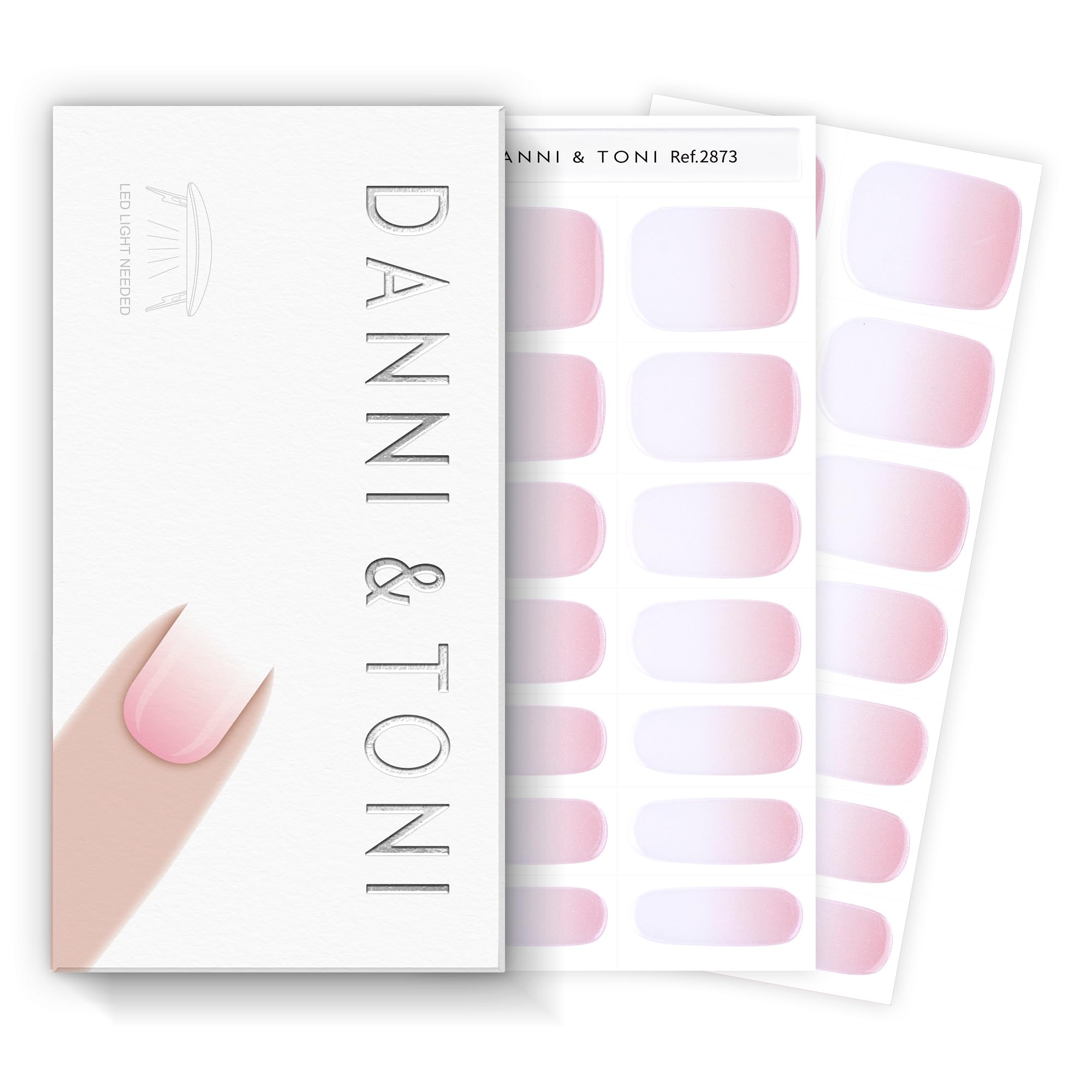 DANNI & TONI Pellicole per Unghie in Gel Semi-Curato (Ethereal Sheen) Rosa-Bianco Sfumato Specchio UV Gel Nail Foil Sticker Strisce per Unghie Design per Unghie Autoadesivo Nail Wraps 28 Adesivi