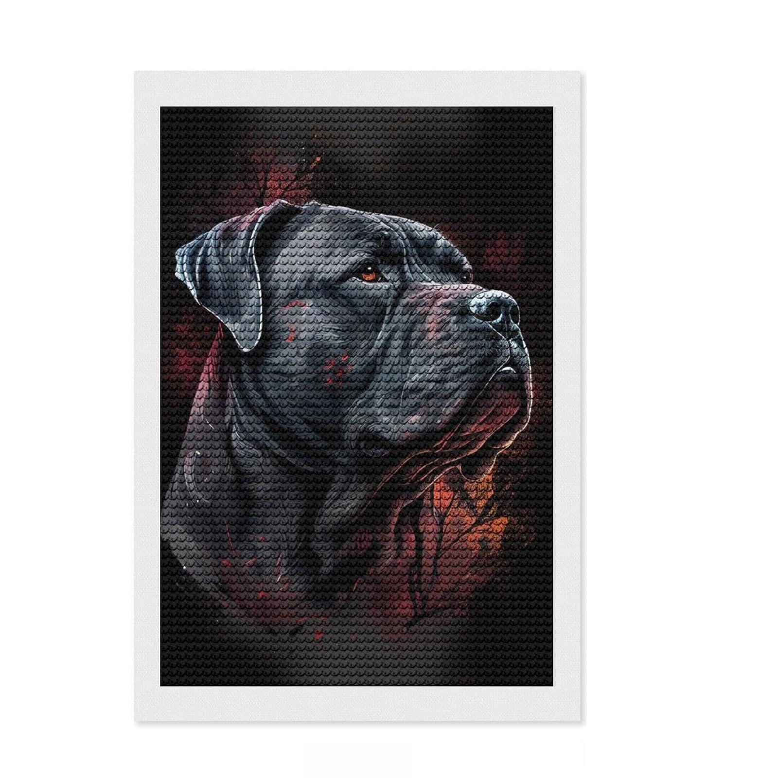 Junmoney Cane Corso Forest Diamond Art Canvas 8"x12", for Craft Lovers, Neat Printed Canvas, Christmas Gift, Cosy Home Accent, Adhesive Canvas