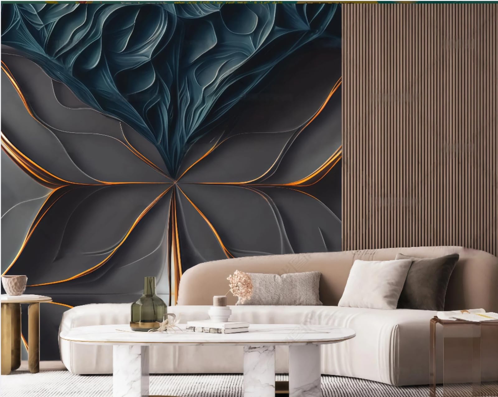 Tapeta sztuka nowoczesna metalowa linia relief ciemnoniebieski wzór skały obraz TV sofa tło tapeta ścienna salon restauracja kawiarnia mural, 3D, 350 x 245 cm