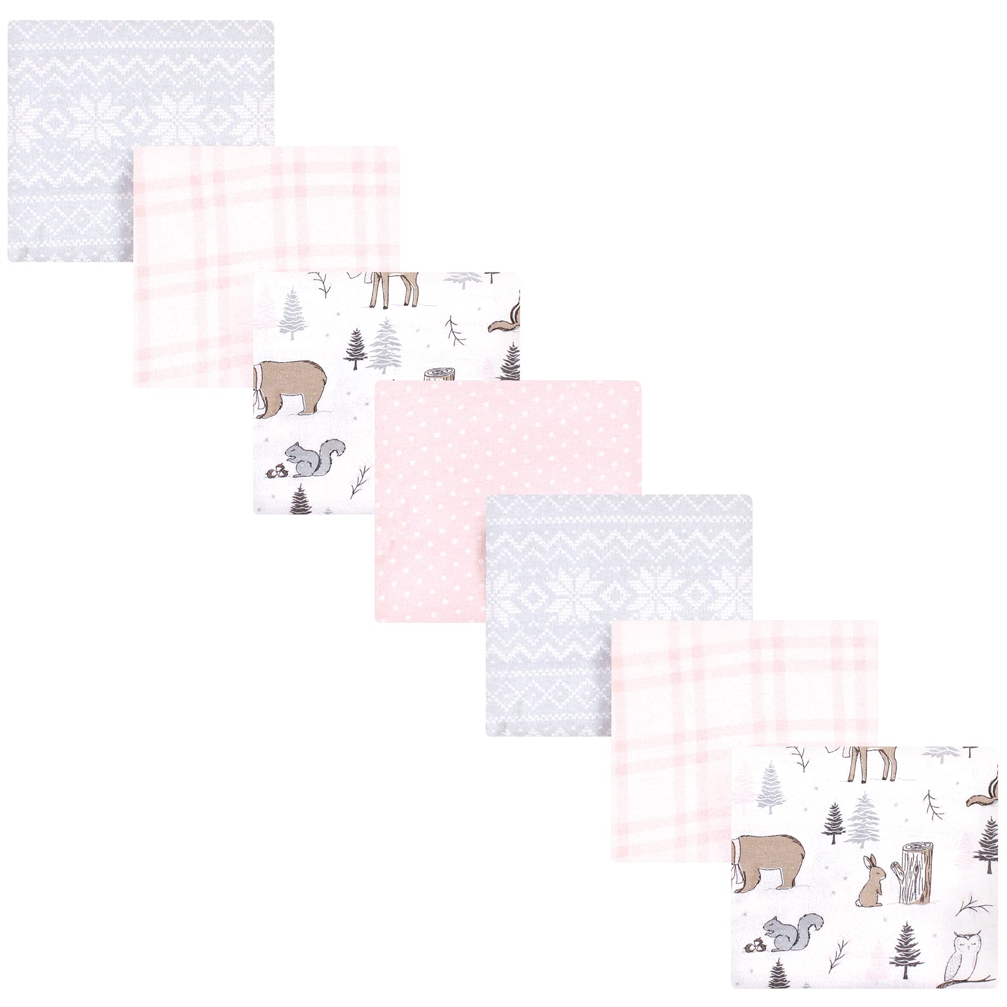 Hudson Baby Unisex Baby Cotton Flannel Receiving Blankets Bundle, Winter Forest, One Size