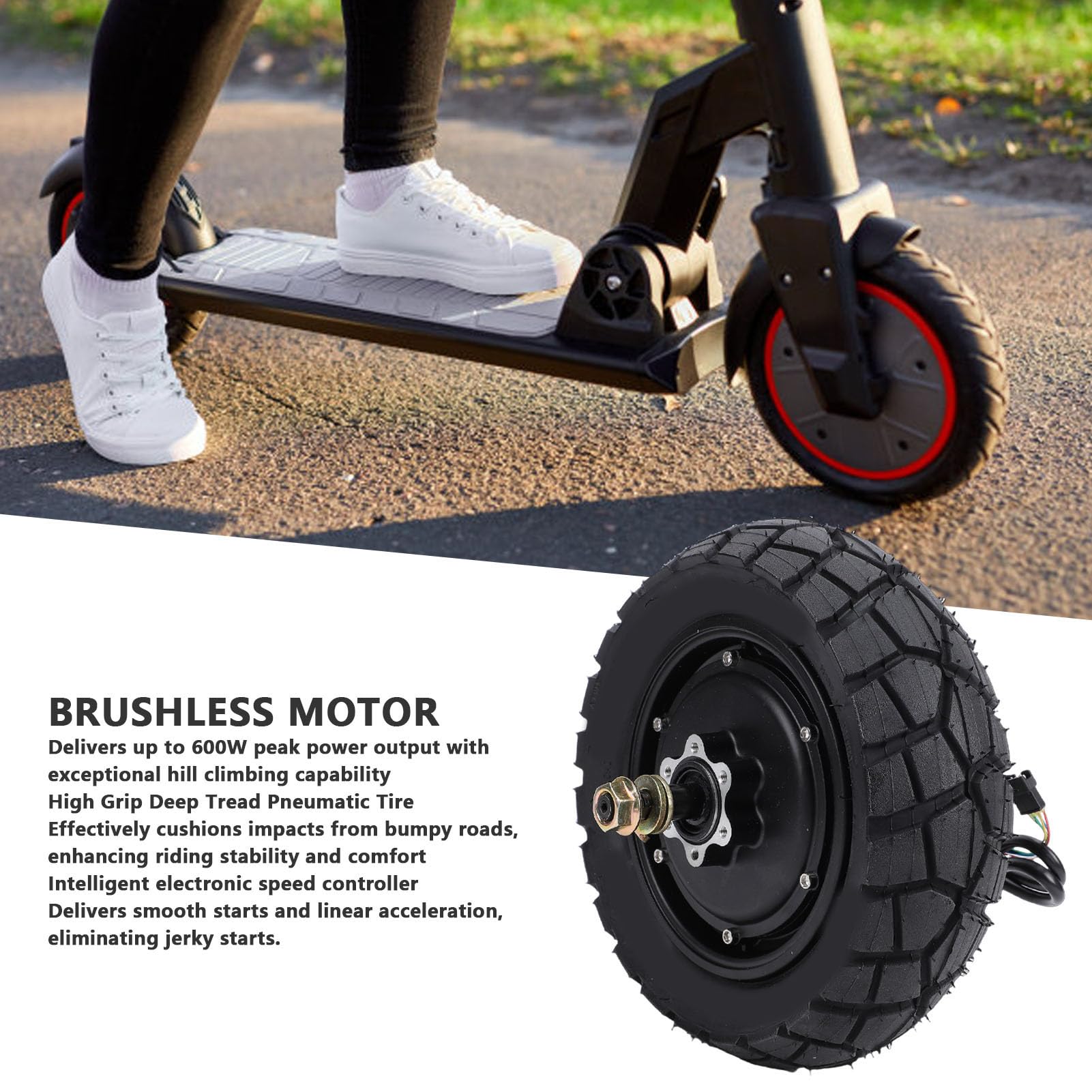 Generic Moteur de Roue Arrière de Scooter électrique 600W, Moteur de Moyeu Haute Performance adapté pour Kukirin Pro pour les Aventures en Plein Air