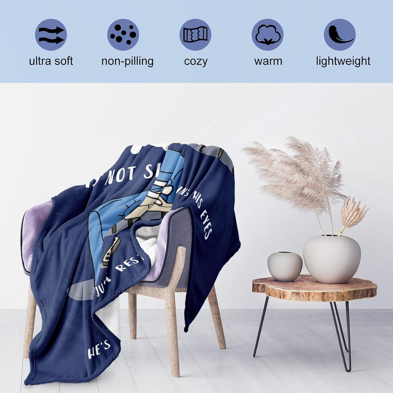 Dad Birthday Gift Blanket 50"x60", Funny Gifts for Dad/Husband from Daughter/Son, Birthday Throw for Father, Daddy is Not Sleeping He's Just Resting His Eyes Blue Napping Blanket - Image 8