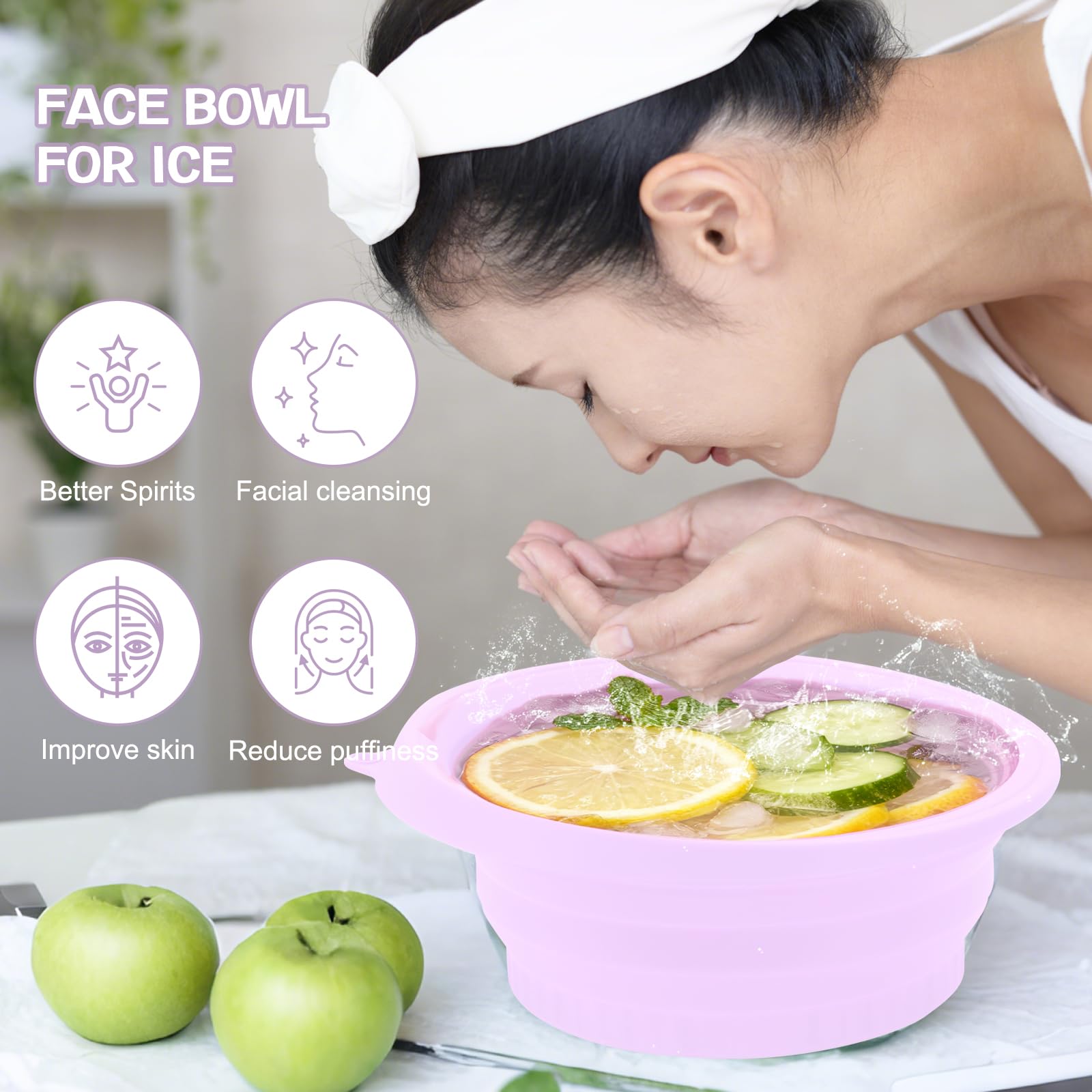 2PCS Ice Bowl for Face Foldable Facial Ice Bath Basin with Built-in Ice Tray - Image 3