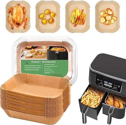 Forros para freidora de aire, 200 unidades, forros de papel desechables para freidora de aire, resistentes a altas temperaturas, forro de pergamino