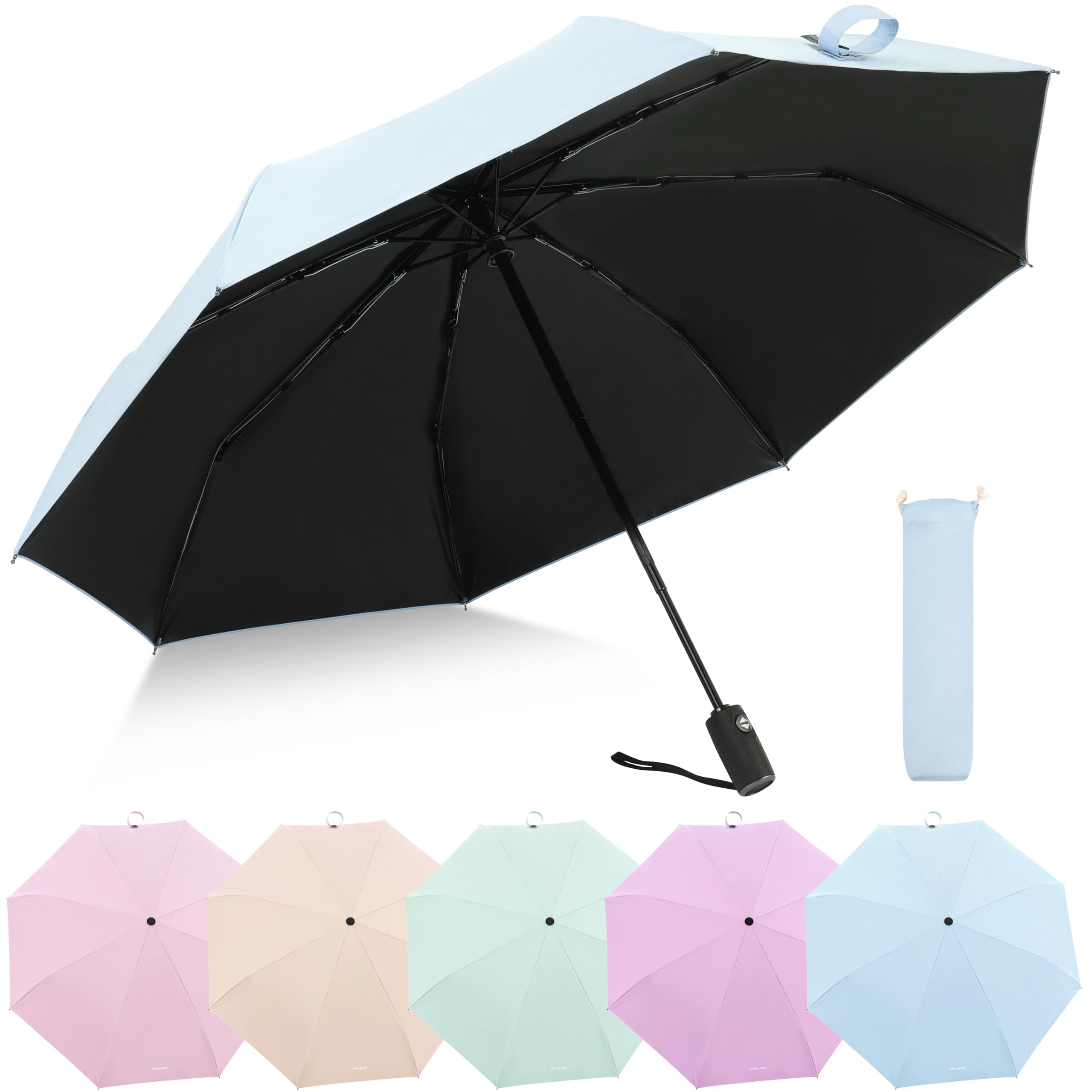 Clarquay Travel Compact Automatic Umbrella with UV Protection, Cute Design, Portable for Women and Men, Sun and Rain Use