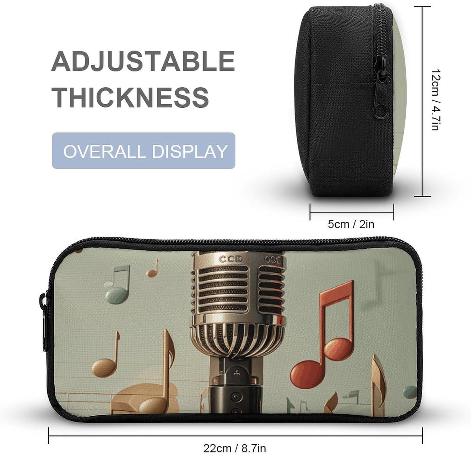 Lightweight Microphone Pen Pouch with Metal Zipper image 2