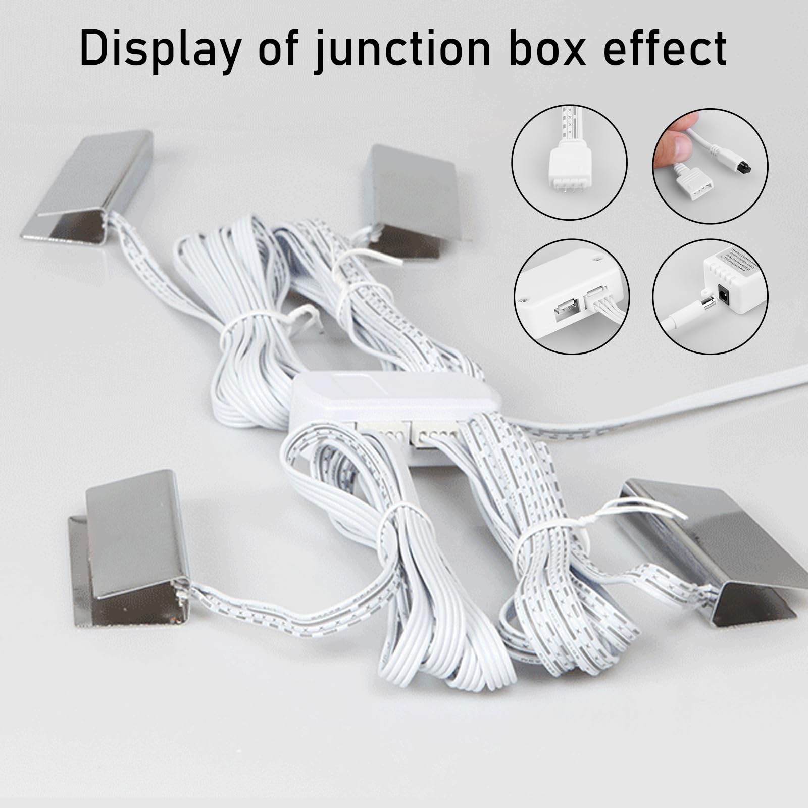 Set di 4 luci per pavimenti in vetro, LED, armadietto a clip