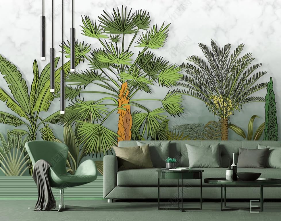 Fresque murale forêt tropicale dessinée main papier intissé premium