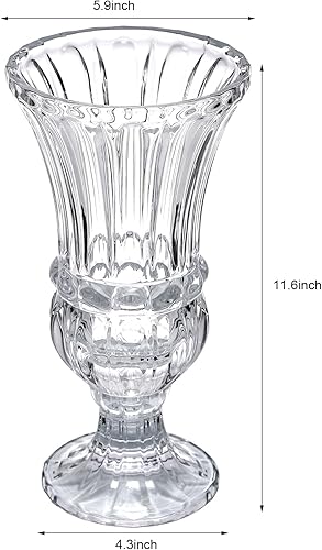 Miniatura 2 de Jarrón de cristal transparente de 11.6 pulgadas de alto, florero de plantas de arte. Decorativo para el hogar, oficina, boda, fiesta, celebrar,