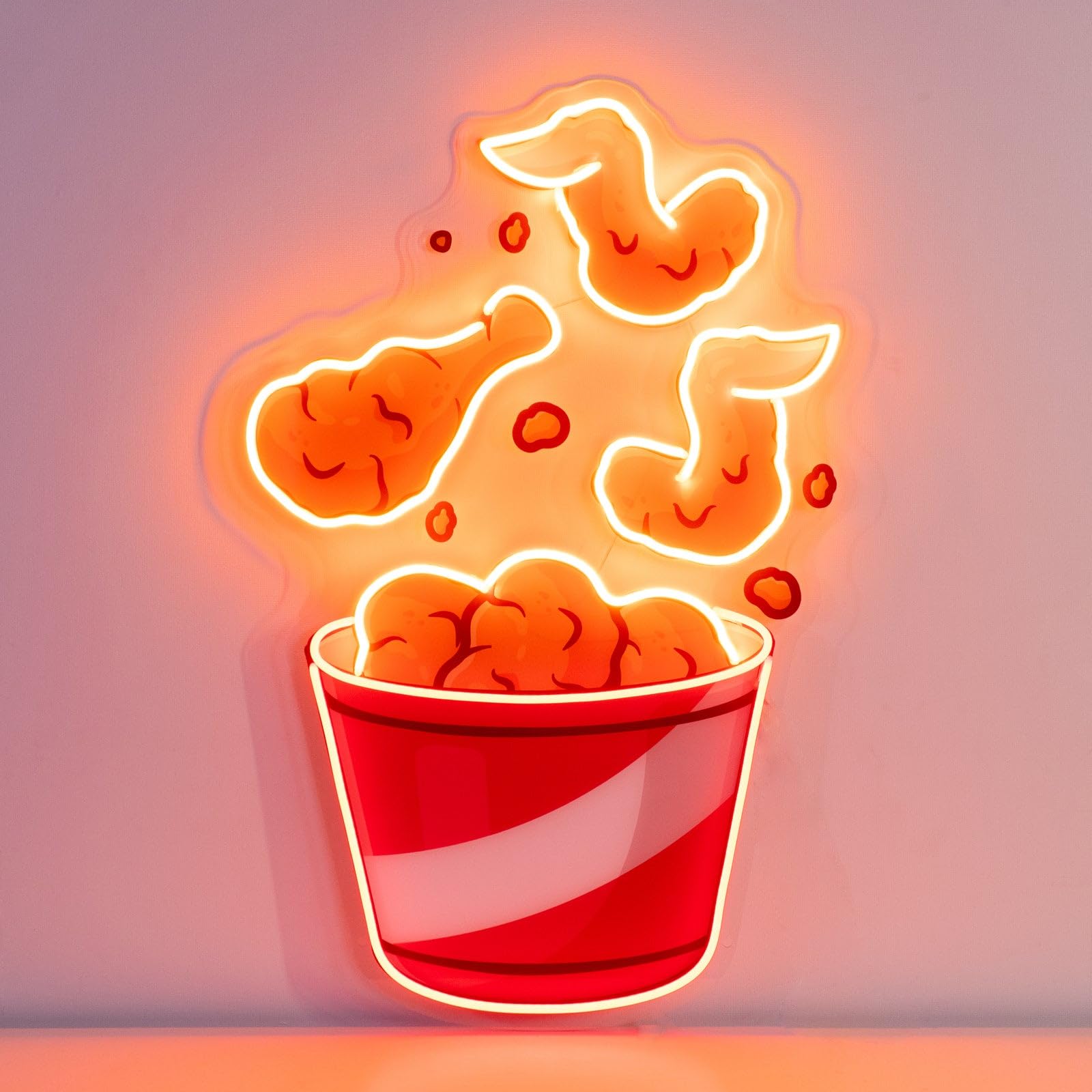 Fried Chicken Neon Sign, Chicken Led Light USB Powered Dimmable