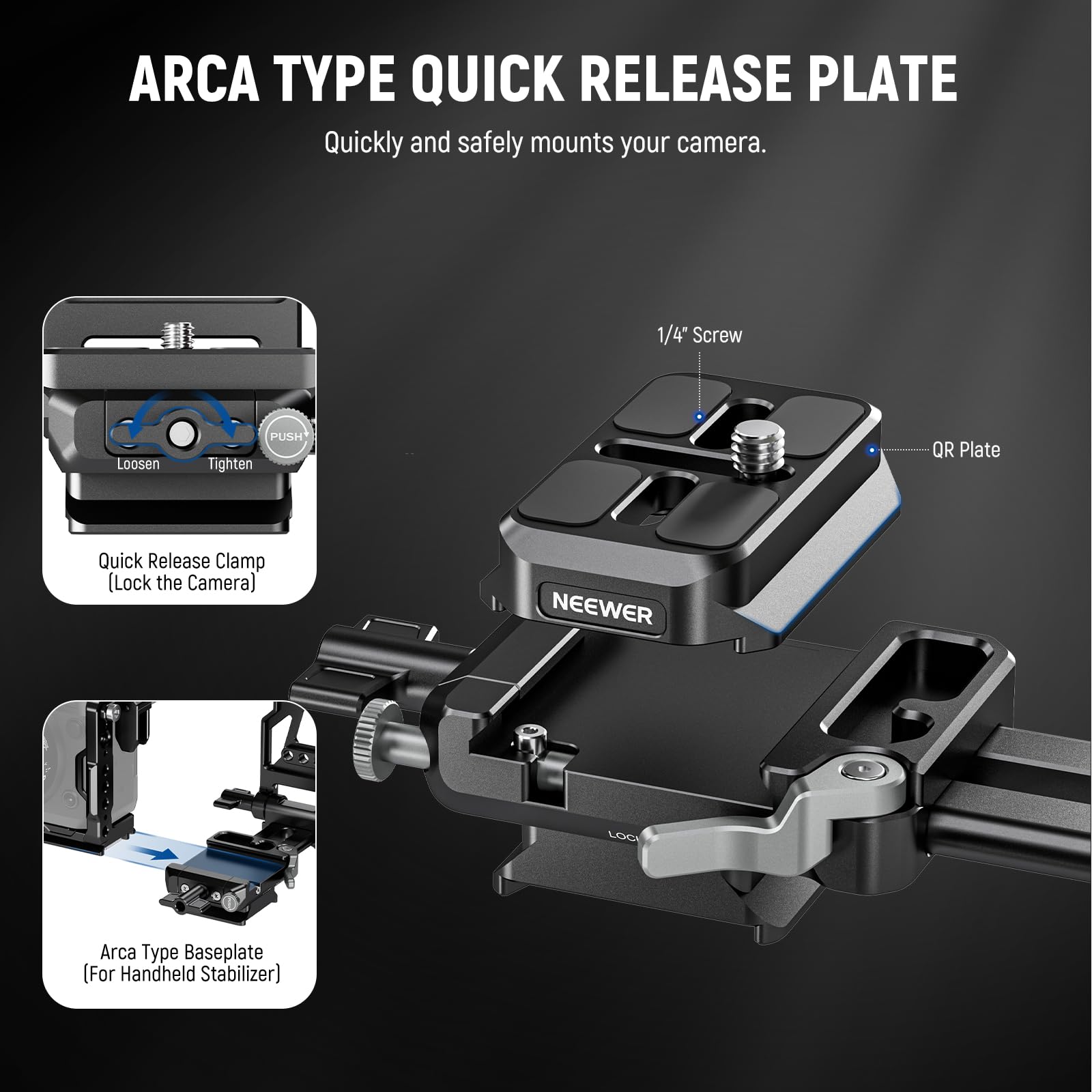 NEEWER CA011 FX3/FX30 Kamera Cage Set Kompatibel mit Sony FX3 FX30 DJI RS4 RS3 RS2, Video Rig Stabilizer mit CA007 Top Handle 3/8" Schraube für PS015 Pro Arca Type V Mount Battery Plate