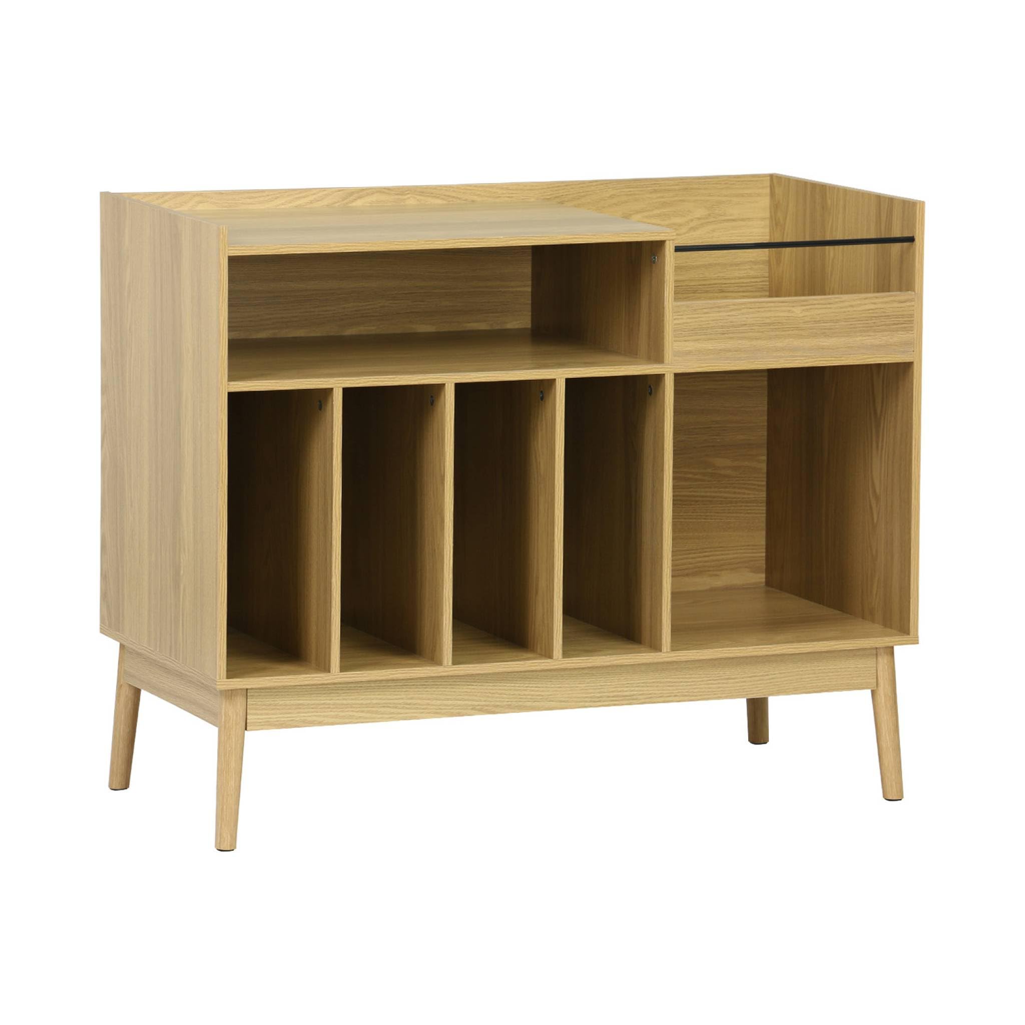 sweeek - Meuble Vinyle Vintage décor Bois. Dune. L 100 x l 48 x H 81.5cm