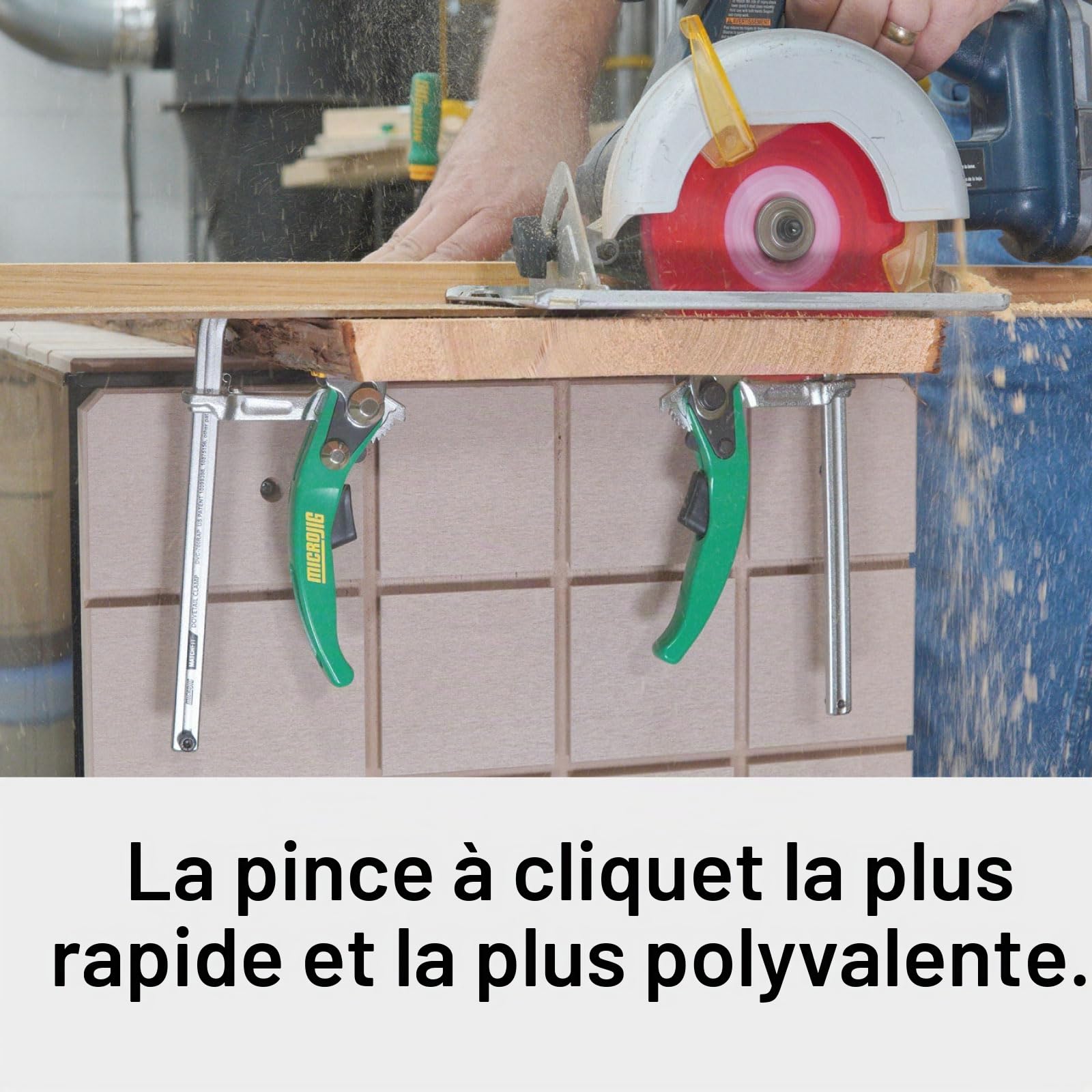 Microjig Matchfit DVC-700RAP Pince à cliquet à queue d'aronde pour établi