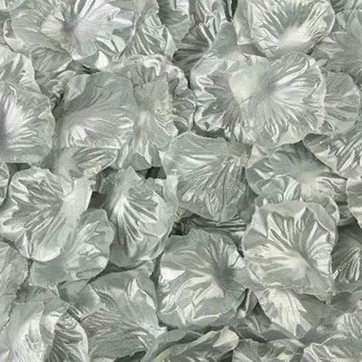 Pétales de roses artificielles haut de gamme couleur argent pour déco de table
