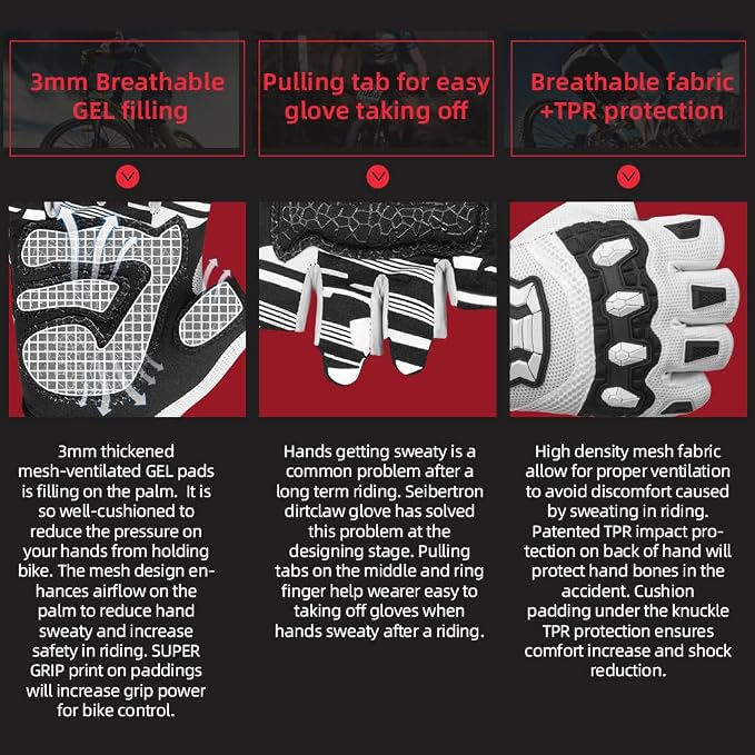 Guantes deportivos Seibertron M Adulto Blanco 1/2 dedo miniatura 5