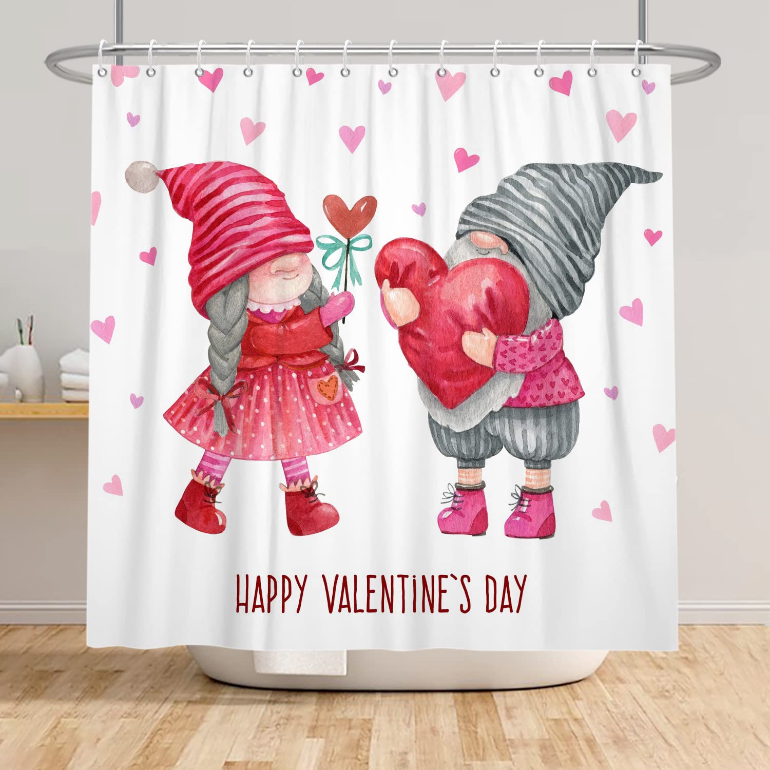 Tenda Da Doccia Di San Valentino Che Cade Cuore Rosso Rosa E Tende Da