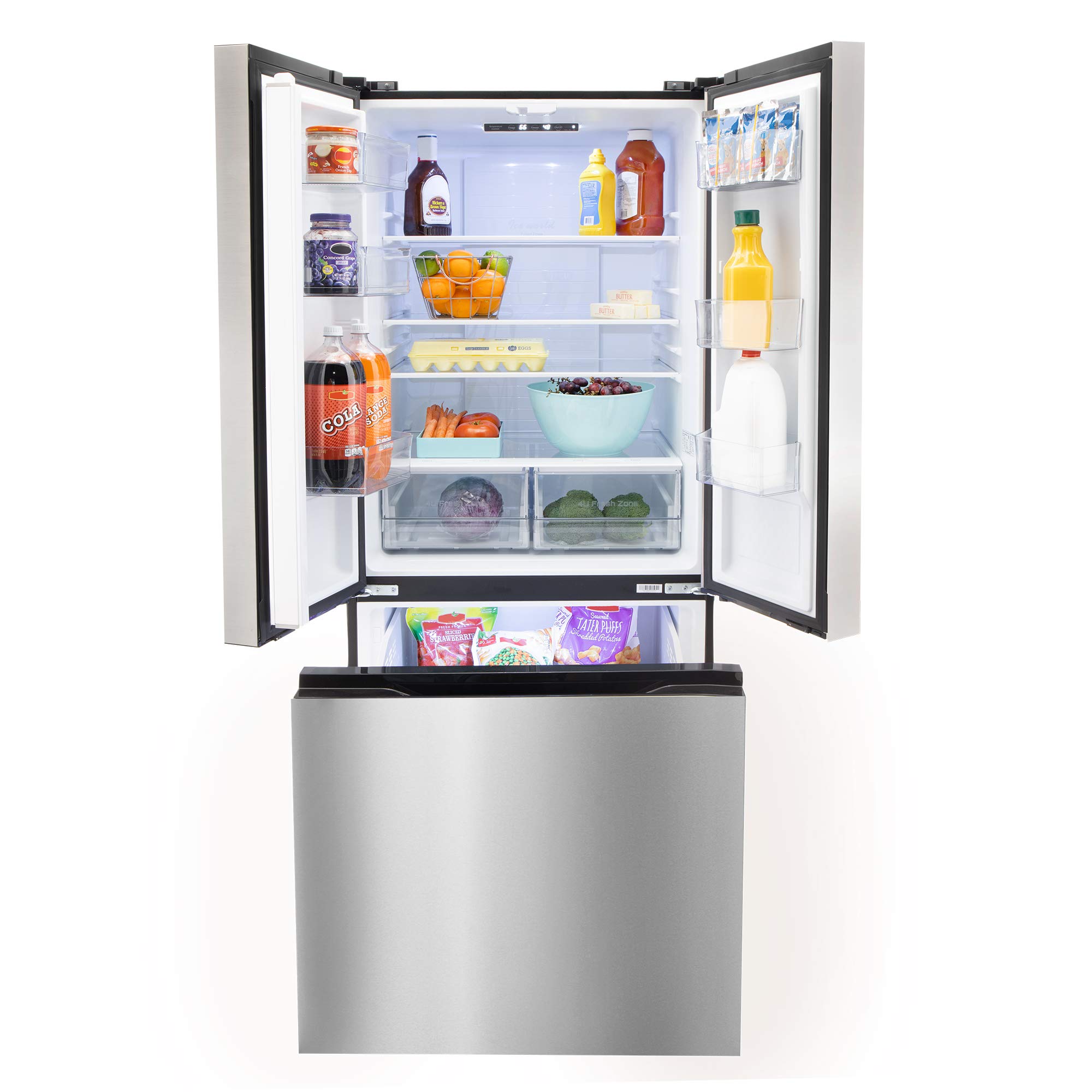 Recpro RV Refrigerator Stainless Steel | 16 Cubic Feet | 12-Volt | French Style Doors | Low Wattage on Fridge.com - View 2