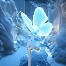 ENUOLI Wedding Moving Butterfly Floor Lamp LED Ambient Lighting Inline Cord Switch 16" Wings Creative Butterfly Lamp Wedding Decor Atmosphere Lighting for Banquet Birthdays Party 1 Pack White