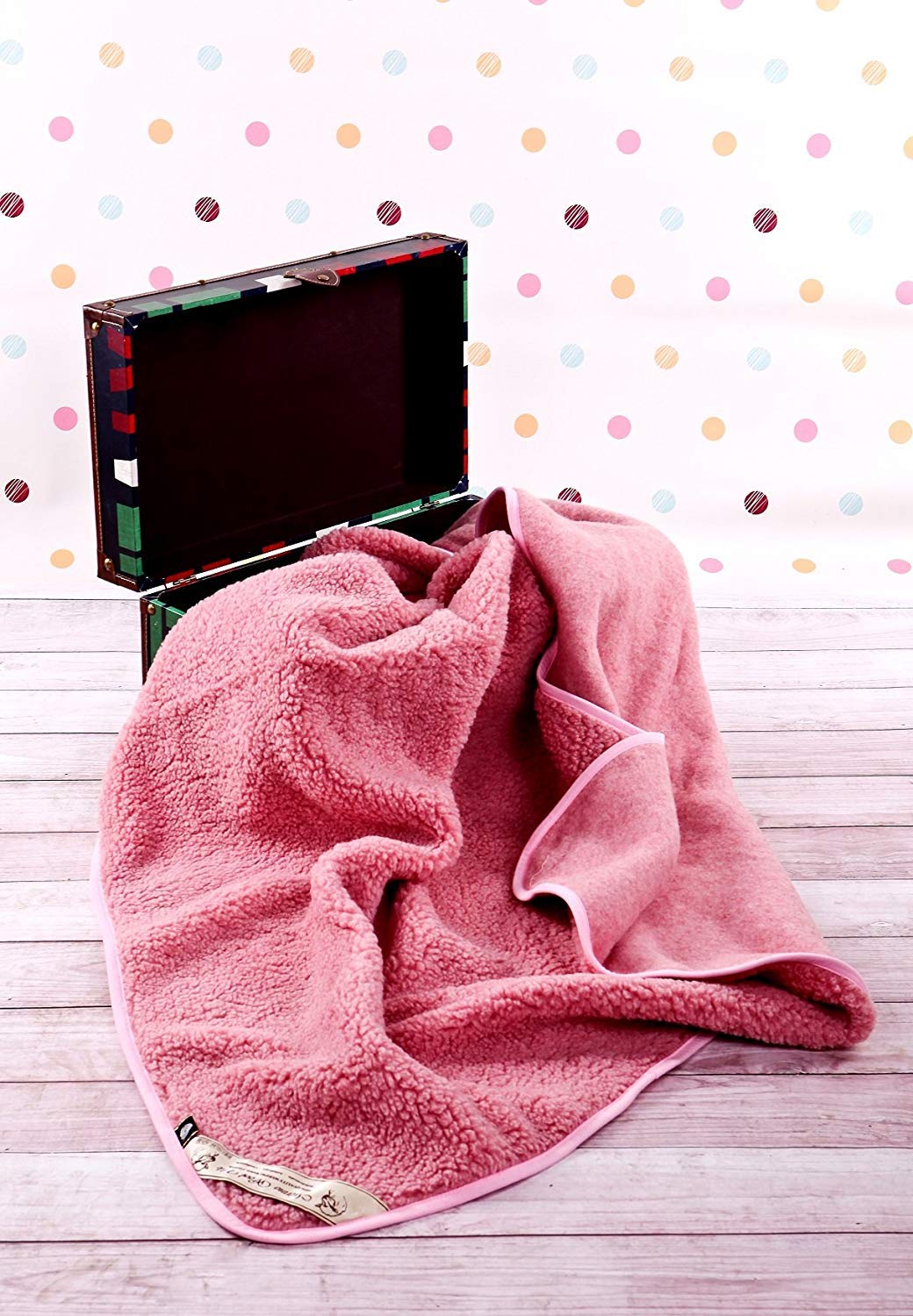 COPERTA IN LANA MERINO BAMBINI neonati ROSA BAMBINO 120 x 150 cm WOOLMARK ROSA SINGOLO COPERTA. regalo perfetto ! PRODOTTO NATURALE