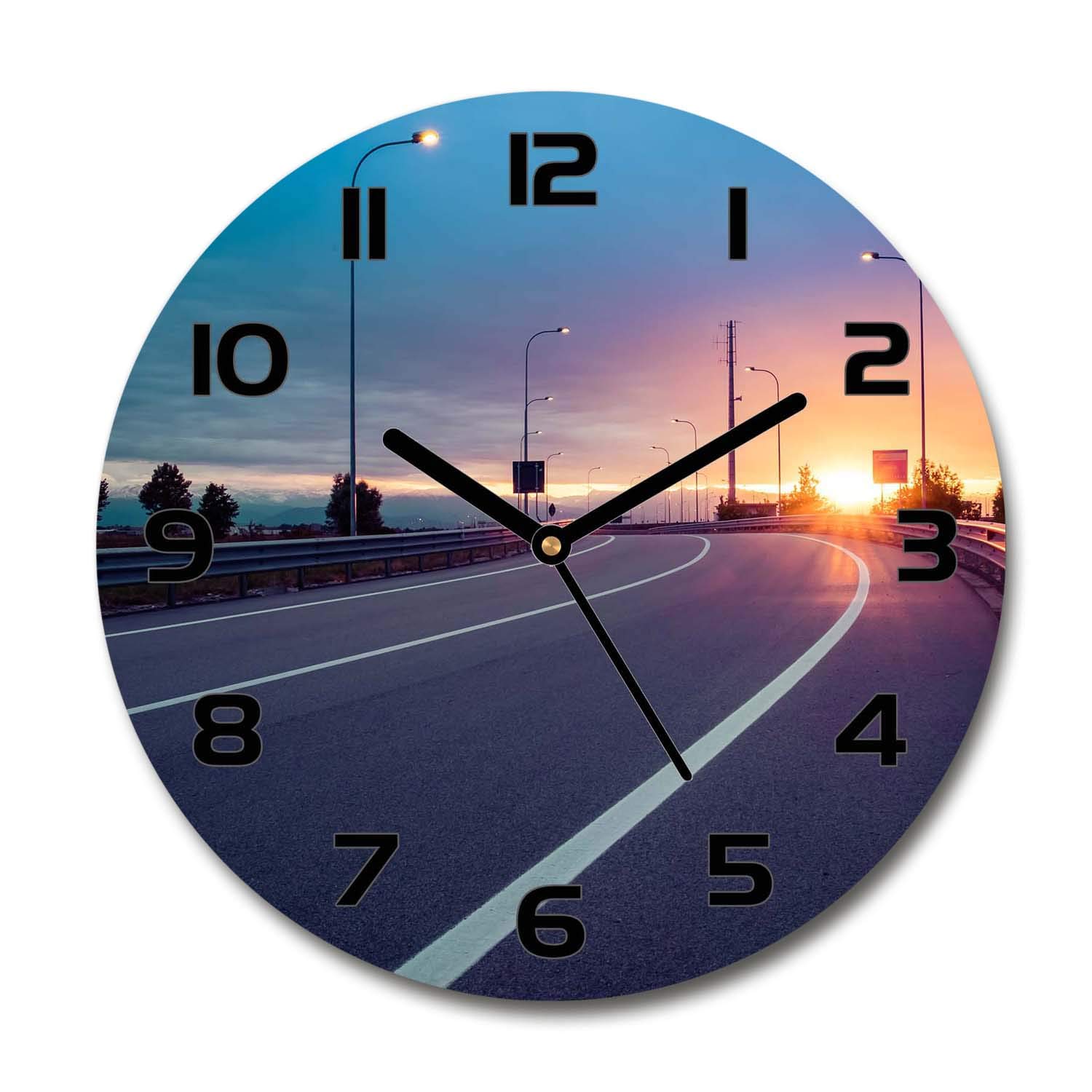 Horloge silencieuse en verre Tulup 30cm - Finissez-en avec le bruit grâce au design Autoroute