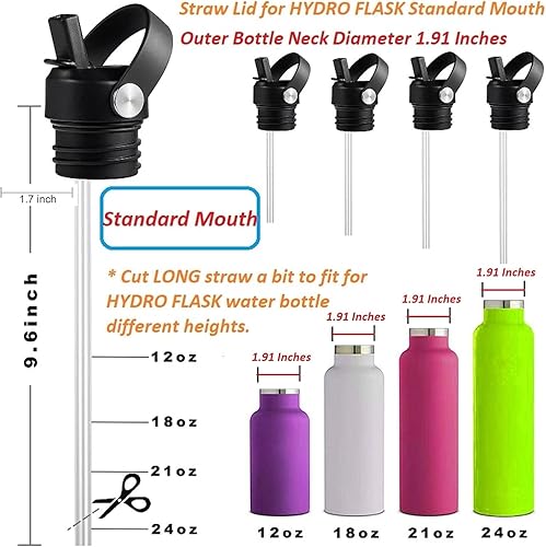 Miniatura 3 de Tapa de popote para Hydroflask, tapas con popote para Hydro Flask, tapa de popote de boca estándar de 18, 21, 24 onzas, tapa de repuesto, botella de