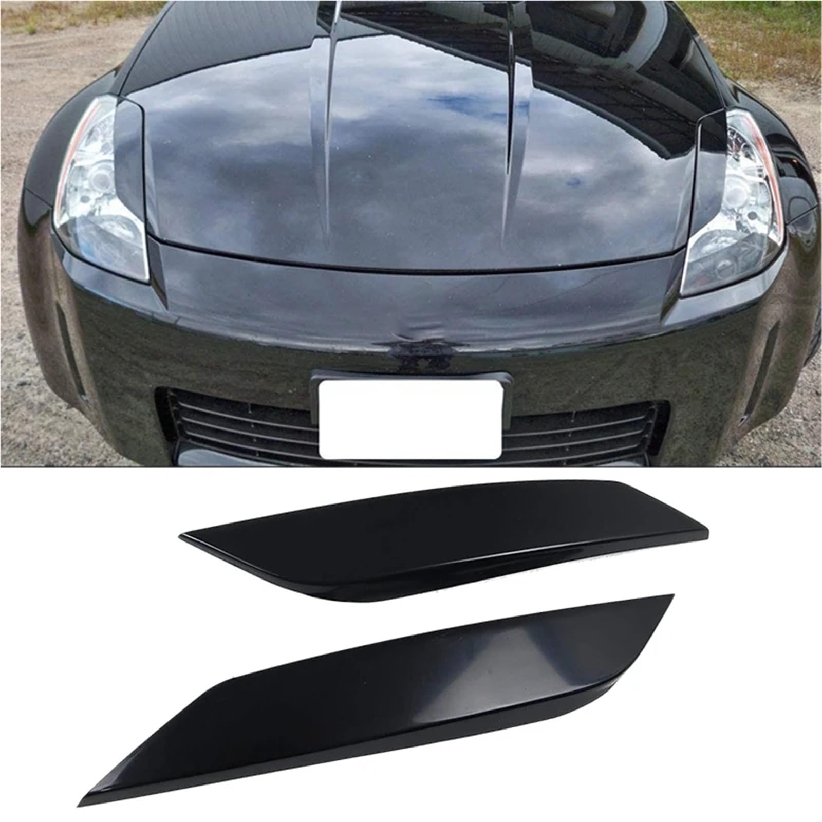 Naklejki samochodowe 2 szt. naklejki na reflektory brwi pasujące do Nissana 350Z drzwi 03-08 Rzęsy samochodowe do reflektorów