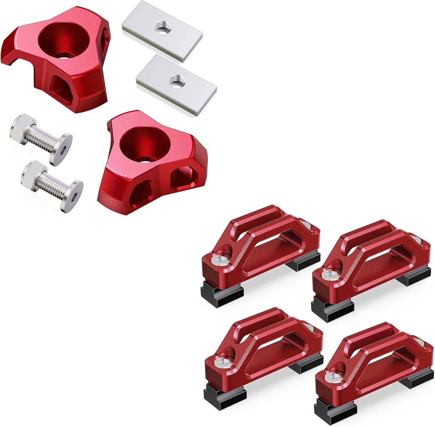 MZS Tundra Tie Down Anchor Kit, Heavy Duty Cargo Tie Down Hooks + Bed Rail Cleats Compatible with 2007-2026 Tundra Pickup (Red, 6Pcs)