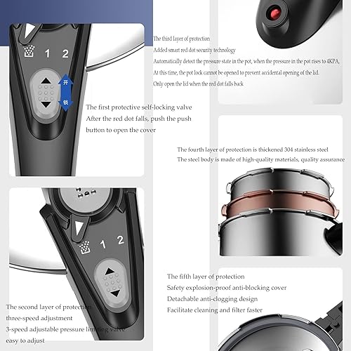 Miniatura 6 de Stainless Steel Pressure Cooker Home Explosion-proof Pressure Cookers for Cooking Induction Cooker Gas Universal  Color  22cm-6L