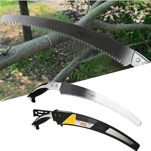 Miniatura 9 de GLOGLOW Sierra de poda curvada, sierra de jardinería portátil con hoja de acero de 13.6 in, mango ergonómico de aluminio, ideal para recortar