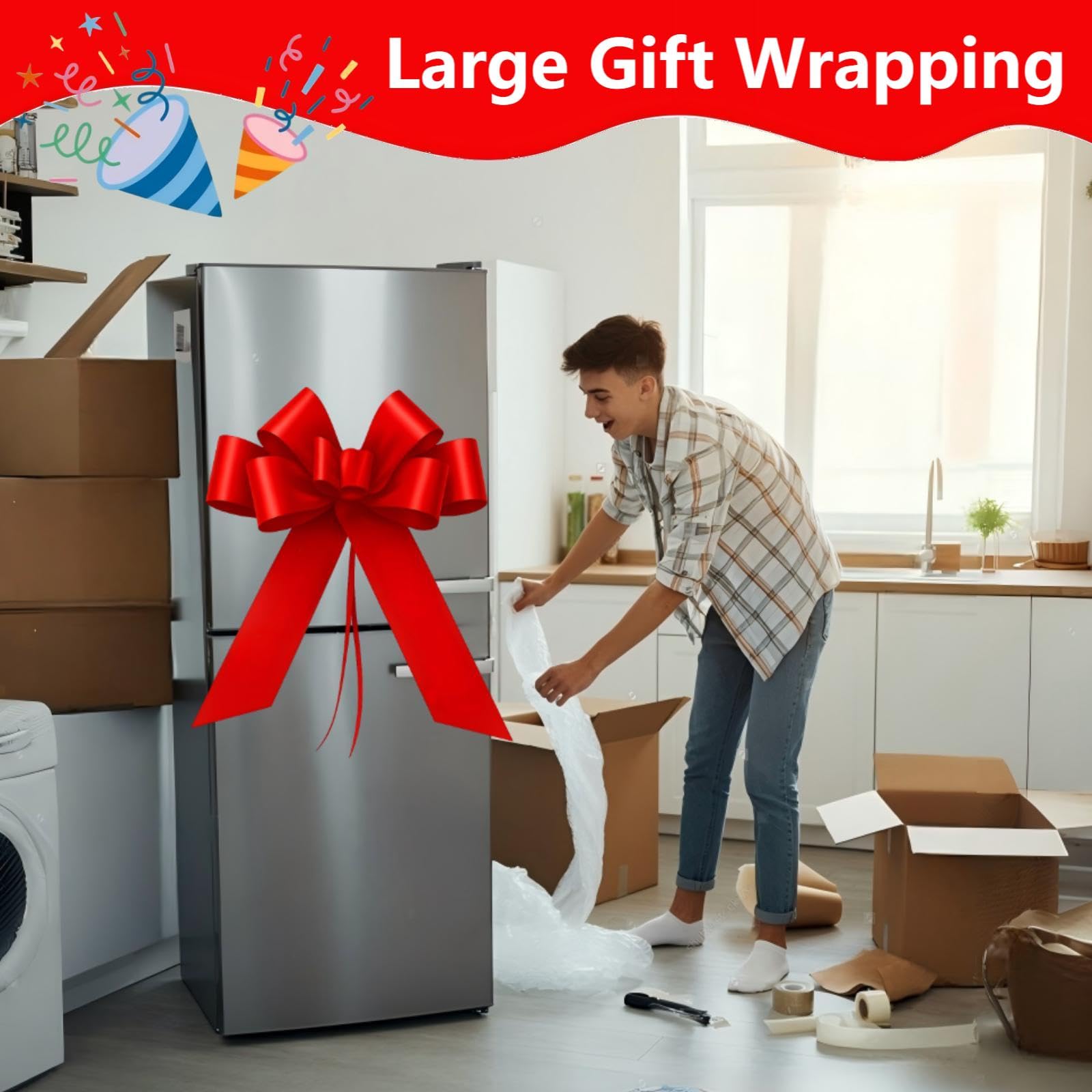 Lazo Grande para Coche, Lazo Gigante para Regalo Coche Happy Birthday, Lazo Regalo Grande, Lazo de Coche XXL 76cm, Lazo de Regalo para Bicicleta, Navidad, Nuevo Hogar, Boda